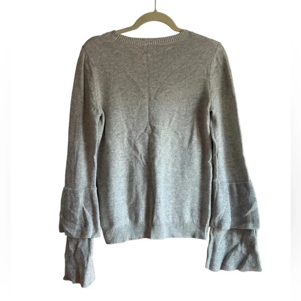 J.CREW GRAY WOOL BLEND BELL SLEEVE SWEATER